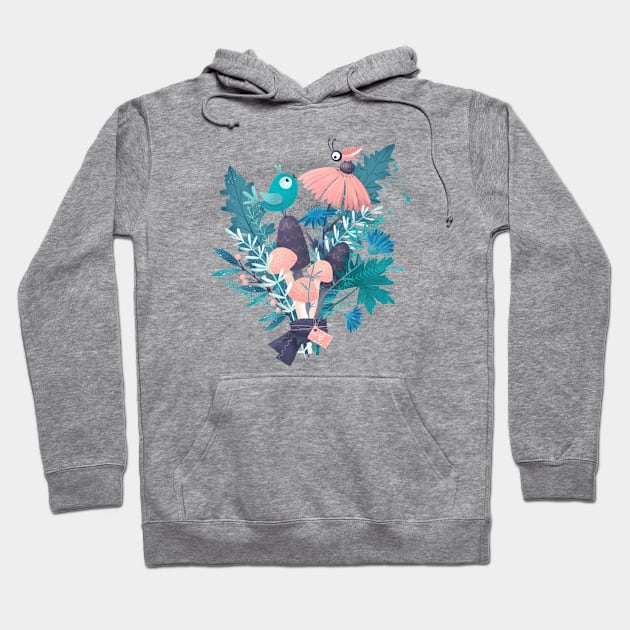 Bird, bug and flowers Hoodie by Elena Amo